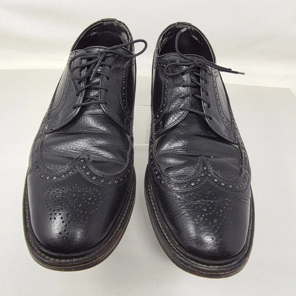 Hanover Wingtip Brogue Oxfords Mens 9 D 70128 Black Leather Dress Shoes USA Made